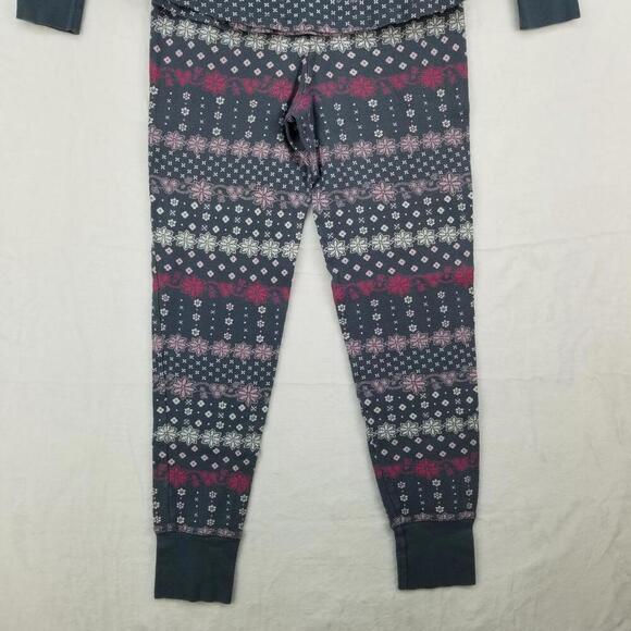 Victorias Secret Thermal Henley PJ Set Small Gray Pink White Waffle Knit Pajamas - Picture 8 of 13